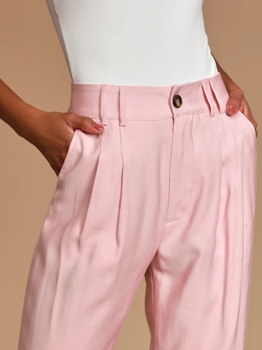 Lulu's Strictly Business Pink High Waisted Trouser Pants 💗 - Picture 5 of 11